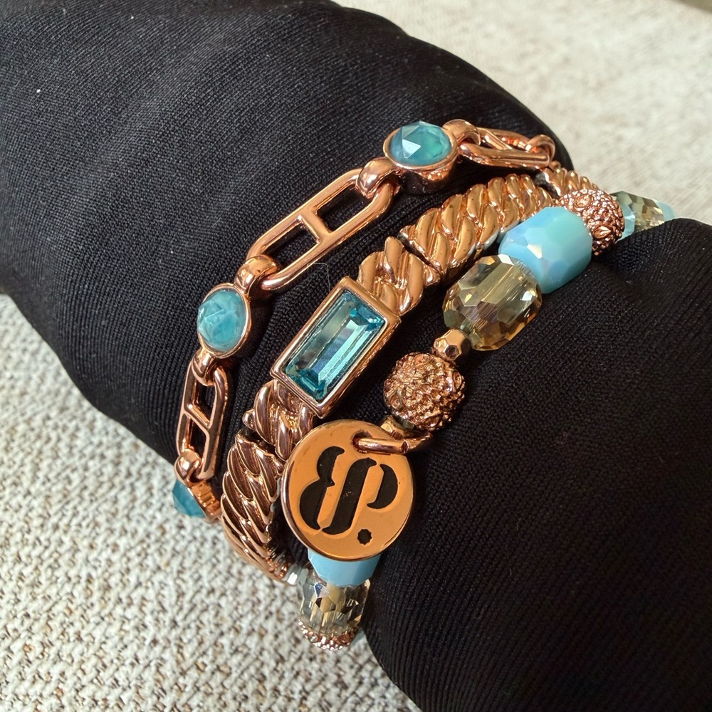 BP Elegant Turquoise and Rose Gold Bracelet Set